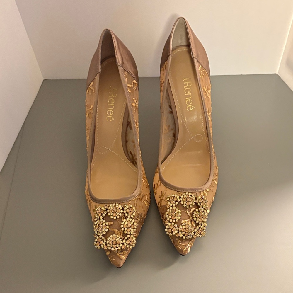J.Renee Elegant Gold Embellished Heels